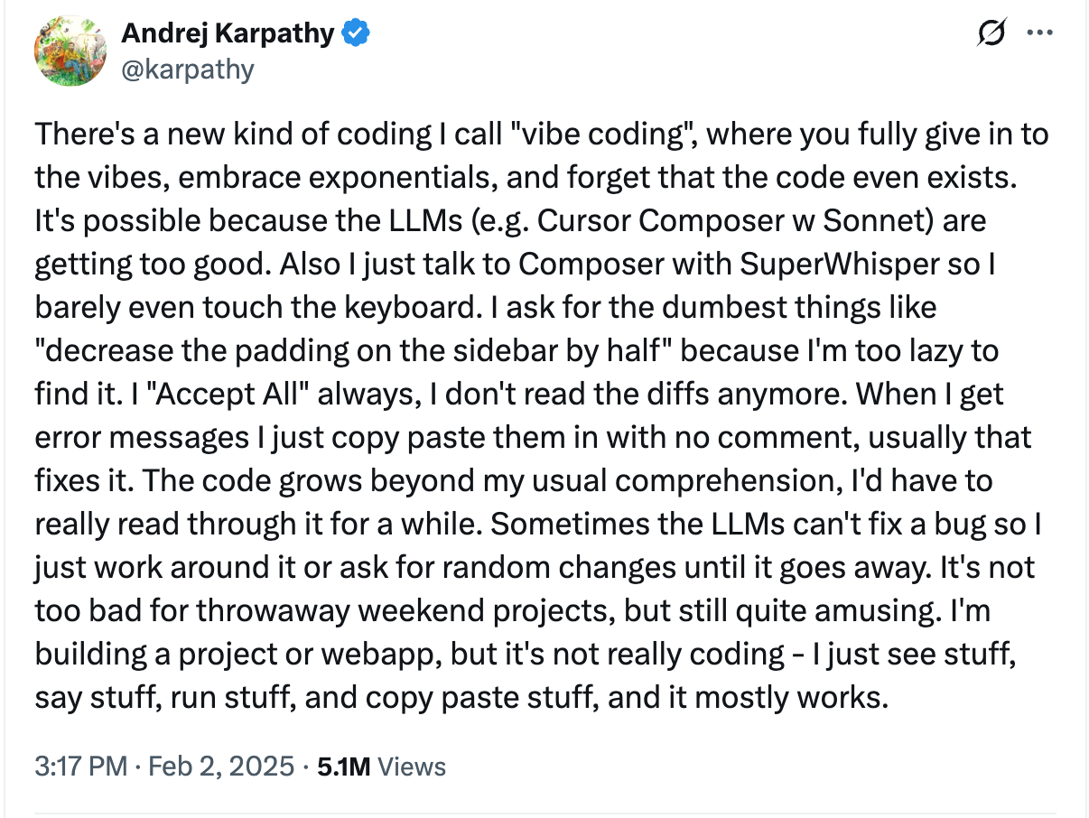 Vibe Coding Tweet